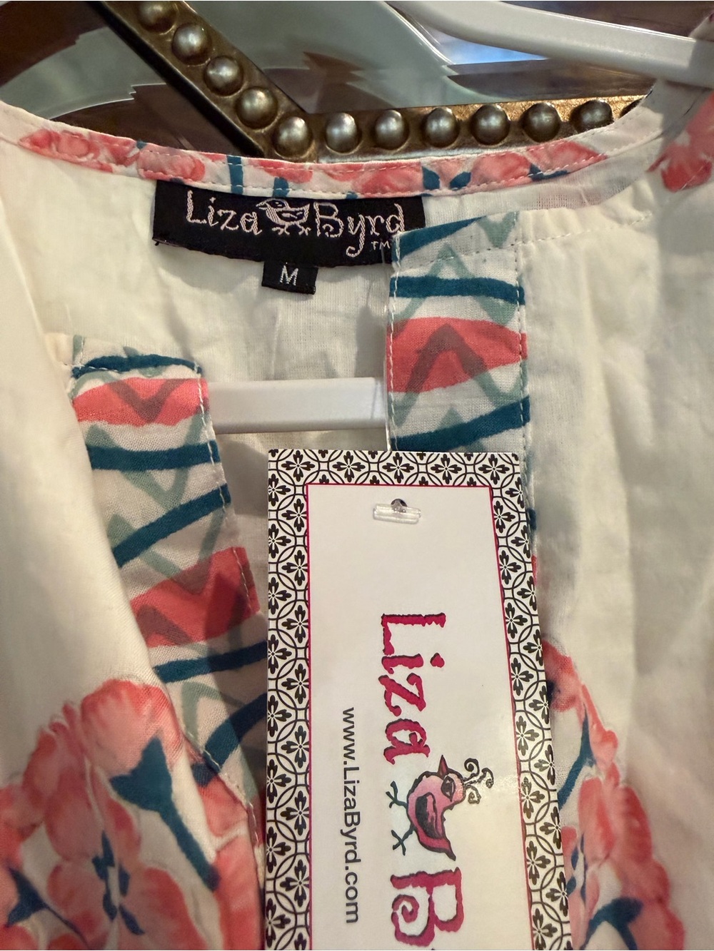 Liza Byrd White Maxi Dress with Pink & Blue Floral Prints - Picture 6 of 7